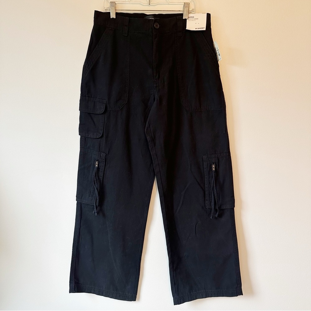 Aeropostale NWT Women’s Black Non Stretch Utility Cargo Pants, size Medium Short
